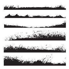 Wall Mural - vector set of grunge paint edges.black ink grunge frame border edges.