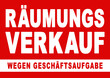 vbn3 VerkaufsBannerNeu vbn - german: Räumungsverkauf wegen Geschäftsaufgabe - weiß / rot - sale sign - DIN A2, A3, A4 xxl Plakat g10183