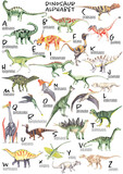 Fototapeta Dziecięca - Watercolor dinosaur alphabet Each dinosaur is for each lettern for English Alphabet ABC kids poster Nursery wall art Watercolor painting Children play room decor A3 size 300 dpi rgb color mode