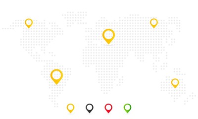 Poster - Map pointer icon set. Geo pin, location icon or geolocation, gps on the world map. On isolated white background. EPS 10 vector