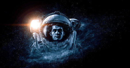 Wall Mural - astronaut at spacewalk . mixed media