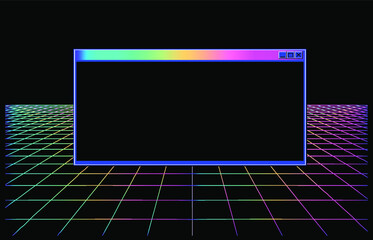 Wall Mural - Retrowave and synthwave style background with neon laser grid extending to the horizon.