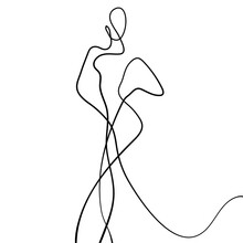Continuous Line Drawing Of Woman Abstract Body, Fashion Minimalist Concept, Woman Beauty Drawing, Vector Illustration. Good For Prints, T-shirt, Banners, Slogan Design Modern Graphics Style