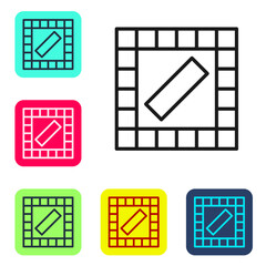 Sticker - Black line Board game icon isolated on white background. Set icons in color square buttons. Vector.