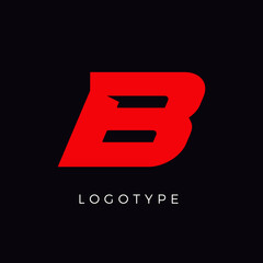 Aufkleber - Speed letter B. Red race monogram logo. Italic bold racing style vector latin character. Letter for branding. Typeset design.
