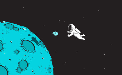 Wall Mural - astronaut and mini asteroid