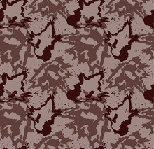 Seamless PATTERN With A Textured Design In Brown Colors. Camouflage. Watercolor Splashes. Vector. Fashionable Design For Textiles, Fabric, Wallpaper, Paper.