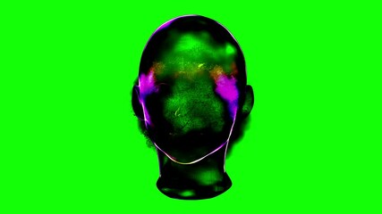 Canvas Print - Green Screen Illustration of artificial intelligence and machine learning face, future technology machine learning