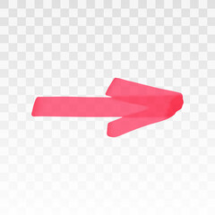 Fototapete - Red highlighter arrow isolated on transparent background. Marker pen highlight underline strokes. Vector hand drawn graphic stylish element