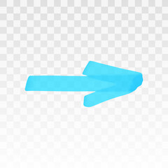Aufkleber - Blue highlighter arrow isolated on transparent background. Marker pen highlight underline strokes. Vector hand drawn graphic stylish element