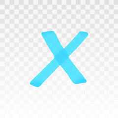 Aufkleber - Blue highlighter cross isolated on transparent background. Marker pen highlight underline cross. Vector hand drawn graphic stylish element