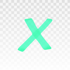 Aufkleber - Cyan highlighter cross isolated on transparent background. Marker pen highlight underline cross. Vector hand drawn graphic stylish element