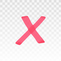 Aufkleber - Red highlighter cross isolated on transparent background. Marker pen highlight underline cross. Vector hand drawn graphic stylish element