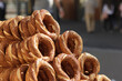 canvas print picture - Fresh Turkish street food Simit. Turkish Bagels..