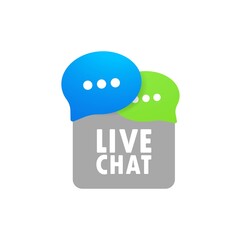 Poster - Live chat banner. Message icon in flat design. Communication. Conversation sign. Vector on isolated white background. EPS 10