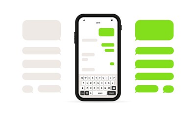 Poster - Phone Message Template. Social network chat page template. Message chat bubbles vector icons. Vector on an isolated white background. EPS 10