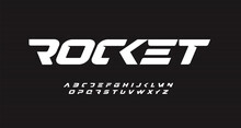 Italic Bold Speed Alphabet. Rocket Futuristic Font, Minimalist Type For Modern Sport Logo And Space Science Logo. Fast Action Style Letters Set, Vector Typography Design.