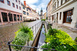 Canal in Lutherstadt Wittenberg, the fourth largest town in Saxony-Anhalt, Germany and  famous for its close connection with Martin Luther and the Protestant Reformation.