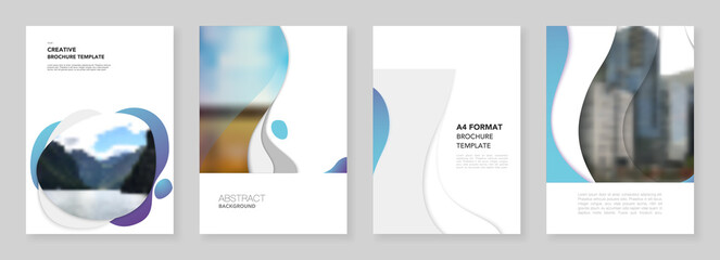 Canvas Print - a4 brochure layout of covers design templates with fluid colorful trendy blue gradients geometric sh