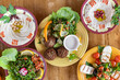 © Cavan Images - colorful Moroccan food flay  5 dishes
