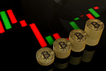 Golden bitcoin isolated Bitcoin BTC Cryptocurrency Coins. Stock Market Concept. Business concept. 3D rendering