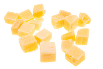 Wall Mural - Aged cheese cubes isolated