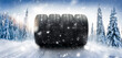 Winter tires on snow road.