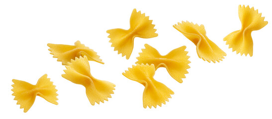 Wall Mural - Falling farfalle pasta isolated on white background