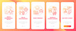 © IMG visuals icons - Risk of shooting red onboarding mobile app page screen with concepts. Gun control and regulation walkthrough 5 steps graphic instructions. UI vector template with RGB color illustrations