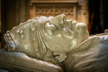 Head Detail From The Unknown Bishop's Tomb At Salisbury Cathedral