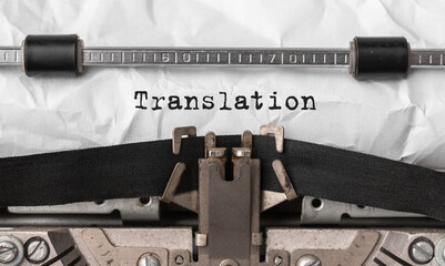 Aufkleber - Text Translation typed on retro typewriter