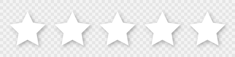 star icon collection. star vector icons set with shadow. white stars different shapes isolated on tr