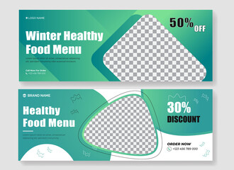Wall Mural - winter healthy food menu social media post mega, big, flash sale social media post banner.set flyers