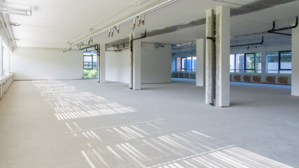 Structural work for a laboratory with sunlight on the floor
