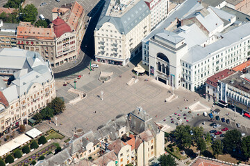 Aerial view over Timisoara, Victory Square