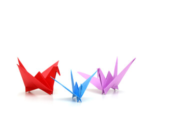 Wall Mural - Origami cranes on white