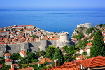 Wall Mural - Dubrovnik medieval old town and city walls, Croatia