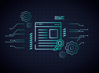 Sticker - Cyber lock document with key and gears vector design