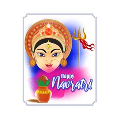 Wall Mural - illustration of Goddess Durga Face in Happy Durga Puja, Subh Navratri, maa, abstract background with text Durga puja means Durga Puja