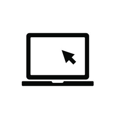 Poster - Laptop with pointer or cursor icon. Simple solid style for web template and app. Online, PC, registration, internet, book, mouse, vector illustration design on white background. EPS 10