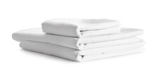Stack Of Clean Bed Linen Isolated On White