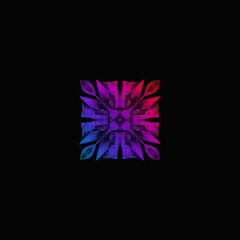 Wall Mural - abstract symmetry line blue green or rainbow colors isolated on black background. illustration in co