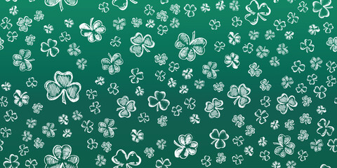 Wall Mural - Collection of Clover, Patrick's day.  Hand-drawn style. Vector illustration.