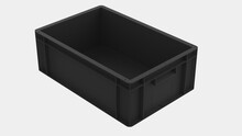Empty Plastic Crate For Fruits And Vegetables Isolated On Background. 3d Rendering - Illustration