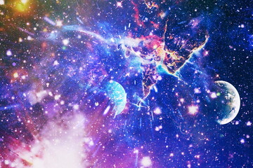 Wall Mural - planets, stars and galaxies in outer space showing the beauty of space exploration. elements furnish