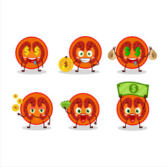 Poster - Slice of tamarillo cartoon character with cute emoticon bring money