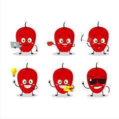 Wall Mural - Tamarillo cartoon character with various types of business emoticons