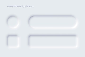 Poster - Editable neumorphic buttons set. Sliders for websites, mobile menu, navigation and apps. Simple elegant Neumorphism trendy design elements UI components isolated on light background.