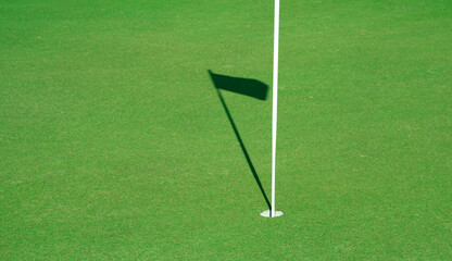 Wall Mural - Golf hole with the shadow of the flag