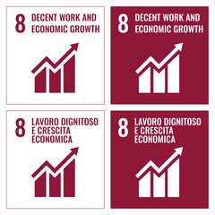 08 decent work and economic growth icon, Corporate social responsibility. Sustainable Development Goals SDG sign Pictogram for ad, web mobile app, promo design element for educational, school teachers